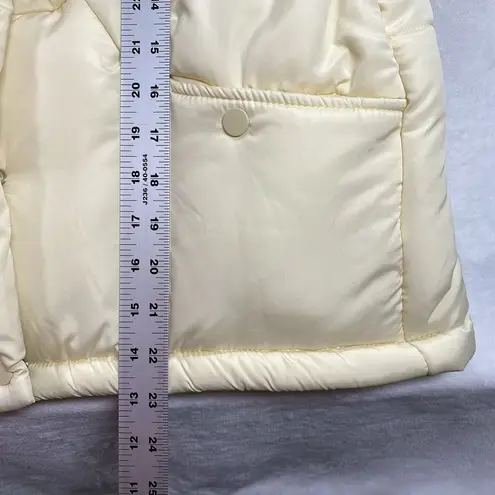 New Heyson Puffer Vest Womens Larg Ruffle Sleeve Winter quilted Padded Gilet Tan Size L