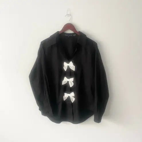 English Factory English Factor Bow Poplin Button-Up Shirt Black Size Medium