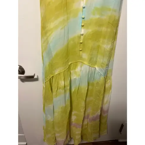 Young Fabulous and Broke  YFB Raquel Tie Dye Maxi Dress in Zest Ripple Wash Sz S