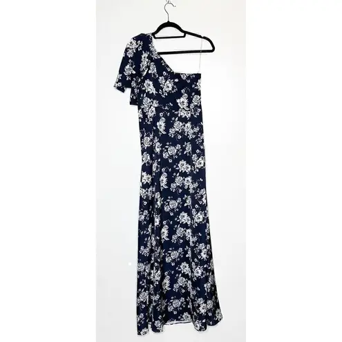 Sachin + Babi NWT Floral Chelsea One-Shoulder Gown Dress Navy & Ivory Peony SZ 4