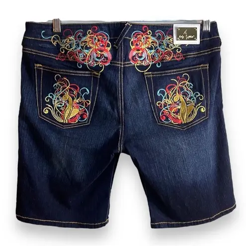 Baby Phat Jean Shorts, Embroidered, Jr.’s Size 13, Bermuda Length, Mid-High Rise