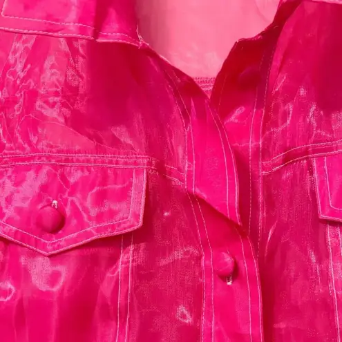 Revolve  Sample‎ Sheer Shirt in Bright Pink Button Front Barbiecore