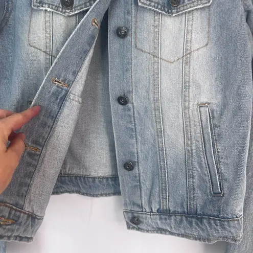 Love Tree Denim Light Wash Blue Long Sleeve Lightweight Shirt Jacket Small