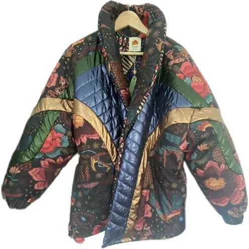 Farm Rio New Banana Leaf Reversible Puffer Jacket Oversized Sz M