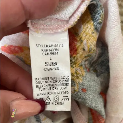 Sadie & Sage Tropical Pink and Green Jumpsuit Size L