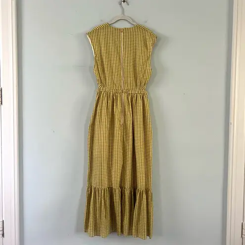 Marie Oliver Simone Lemongrass Yellow Plaid Cut Out Midi Dress