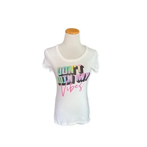 Wound Up Womens  Don’t Ruin My Vibes V Neck Graphic Tee - Sz M 7/9 - Image 2