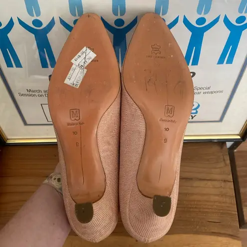 VINTAGE 80s 90s Bruno Magli Peach Pink Embossed Leather Pump Sz 10 Made in Italy