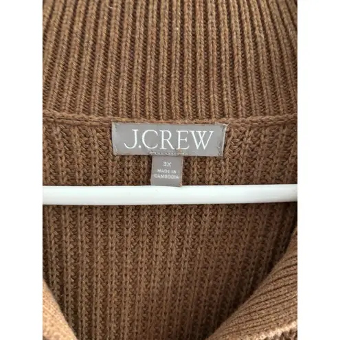 J. Crew Sweater Women 3XL Camel Gold Roll Tab Cotton Fisherman Cable Knit Preppy Tan Size undefined