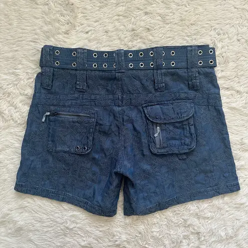 Johnny Was Zuma Denim Shorts Belted Cargo Embroidered 100% Lyocell Sz 8