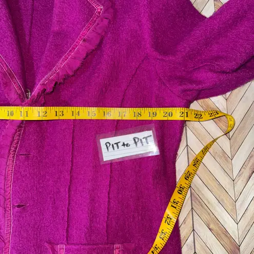 Vtg Purple Magenta Wool Ruffled Blazer Jacket XL Unlined Feminine Coquette