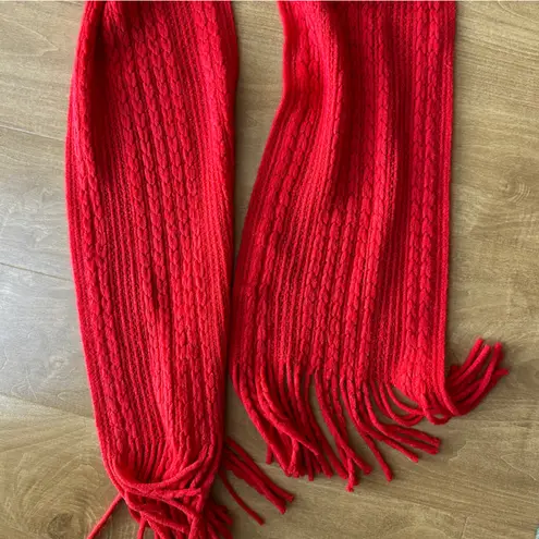 New York & Company Red Woven Fringe Scarf, Cozy Holiday Accessories