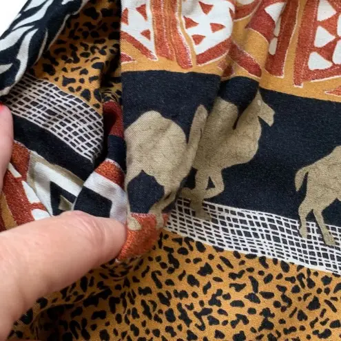 Vintage 90s Shorts High Waisted Baggy Mom Boho Abstract Animal Print Red Tan Black