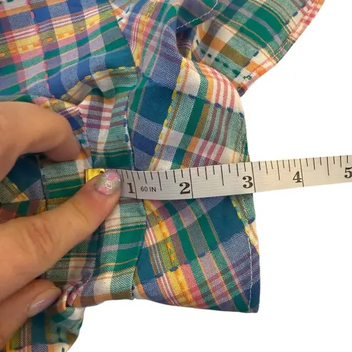 Sézane Sezane Dorian Shorts Careo Plaid Size 40 US 8 Ruffle Hem Colorful Preppy Twee