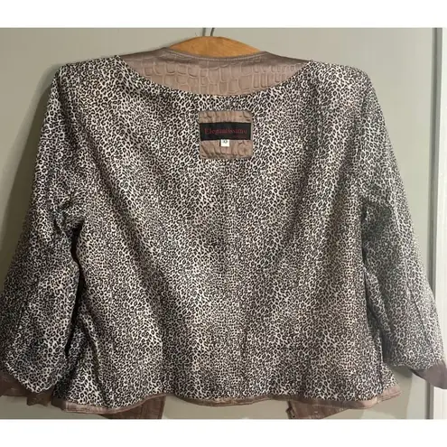 Elegantissimo Firenze Embossed Leather Look Jacket Size 10 Brown