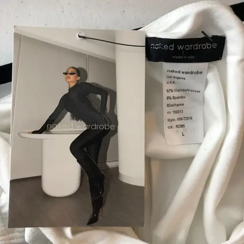 Naked Wardrobe Womens Smooth Side Crop Top Asymmetric One Shoulder White L