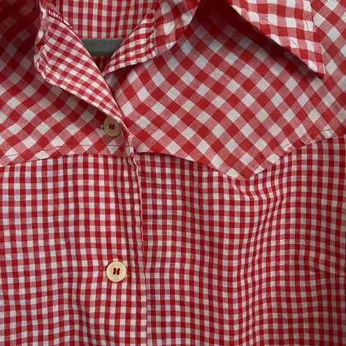 Vintage Jori California Red Gingham Western Button Up Shirt 70s Retro Blouse