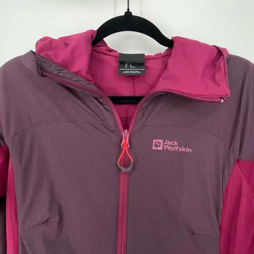 Jack Wolfskin Womens Color Block Purple Hooded Zip