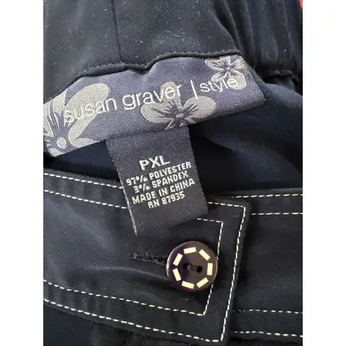 Susan Graver Regular Lux Knit Pull-On Wide-Leg Pants Button Zip Fly Blue PXL