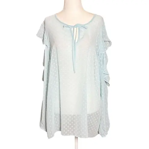 Libby Edelman NEW Womens XL Blue Swiss Dot Blouse Cold Sholder Summer top Boho - Image 3