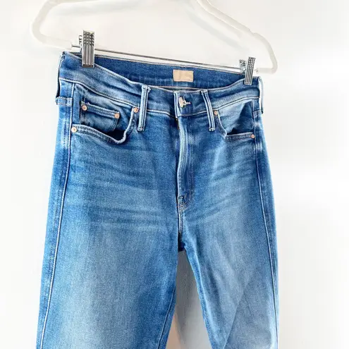 Mother Mid Rise The Double Insider Heel Jeans in Opposites Attract Blue 28