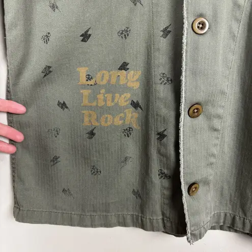 Junk Food Shacket Jacket Womens Medium Green I'm With The Band Grunge Fringe M