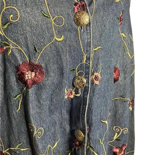 Floral Needlepoint Embroidery Jean Jacket 2X