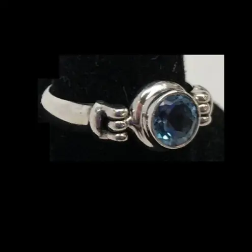 Sterling Silver Blue Spinel Solitaire Ring Sz 7.25