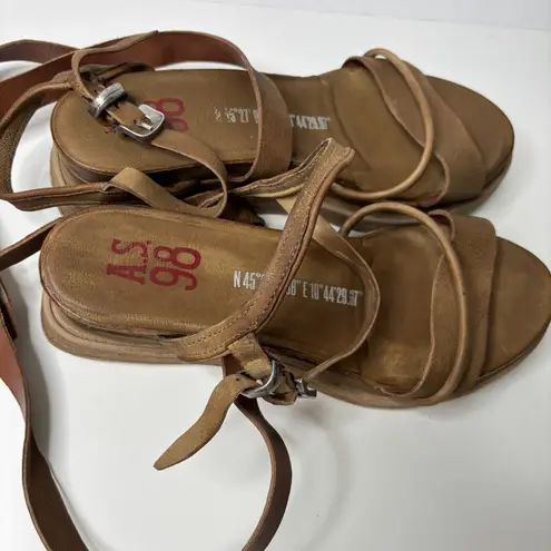 A.S.98 Labo Platform Sandals Brown Leather Womens 39 Gladiator Shoes Heels $275 Size 9