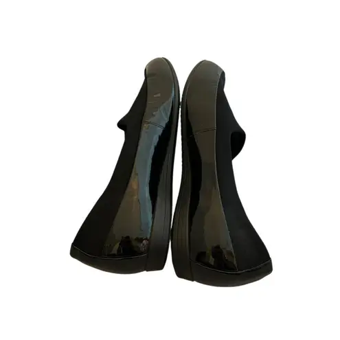 Ecco Black Comfort Flats Patent Textile Stretch Pull