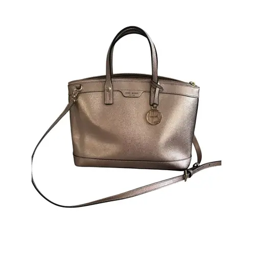 Henri Bendel Rose Gold Saffiano Leather Large Satchel Crossbody Bag