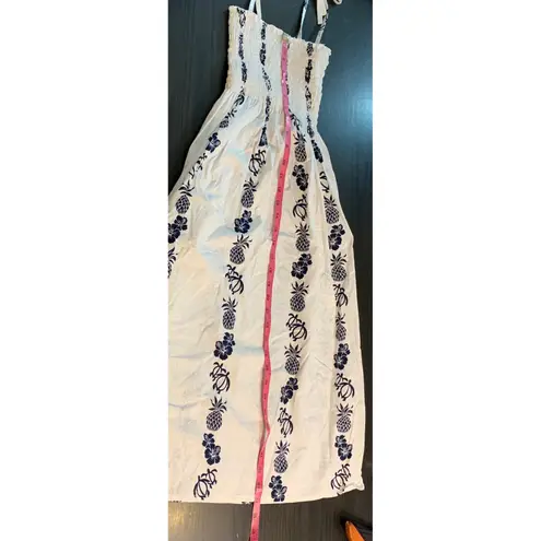 Leilani Collection Hawaii White Floral Pineapple OS Smocked Sundress Hawaiian Size 00