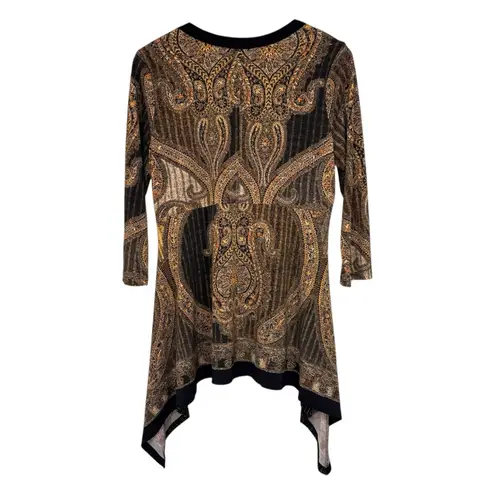 Karen Kane Tunic Shark-bite Scoop Neck Paisley Stretch Top Women’s Size XL