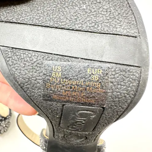 Circus by Sam Edelman Merle Studded Floral Leather Sandals Black Size 6