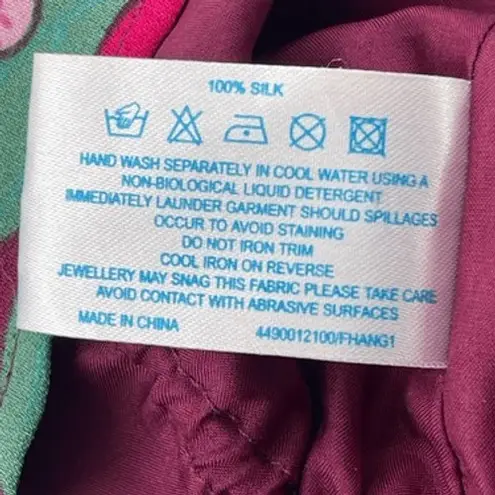 Oasis Floral Cami Top Silk Blend Drawstring Sleeveless Maroon Blouse