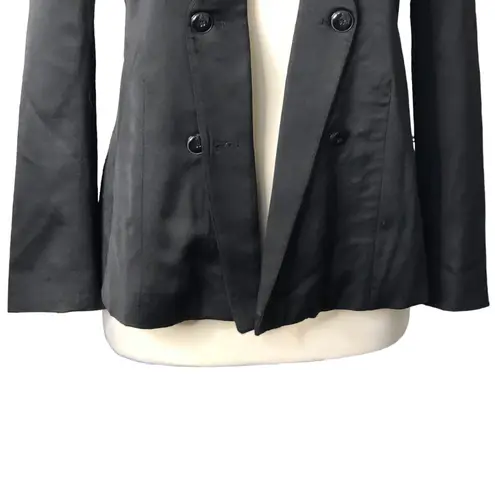 Frame  Womens Size 0 Black Silk Satin Blazer No Lapel Edgy Details Style lwot0083