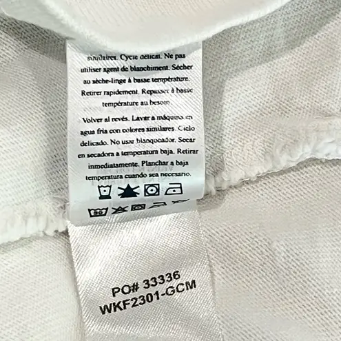 Faherty Sport Jersey Long Sleeve Tee White Green Stripes Medium 100% Cotton