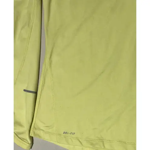Nike  Running Dri Fit Element Shirt Womens M Long Sleeve Volt 1/4 Zip Pullover