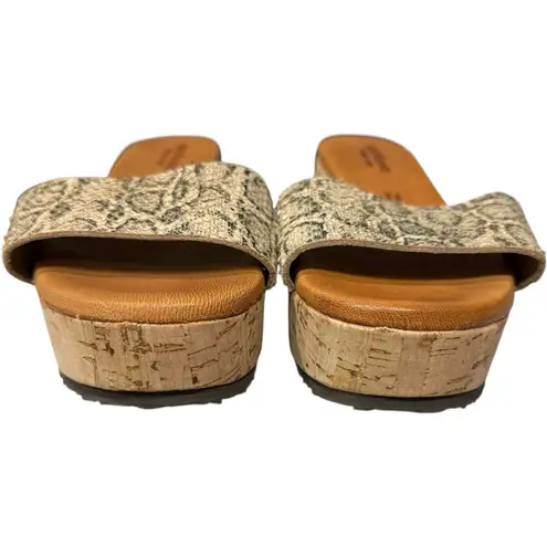 Sundance Isle of Palms Snake Skin Print Platform Leather Sandals Slides Sz 38/7
