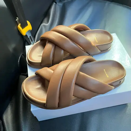 ANINE BING Lizzie Slide Sandal Cognac Brown Tan 38