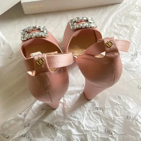 NEW Cuple women's size 38 EU gem embellished chunky heel sandals NWD missing gem Pink