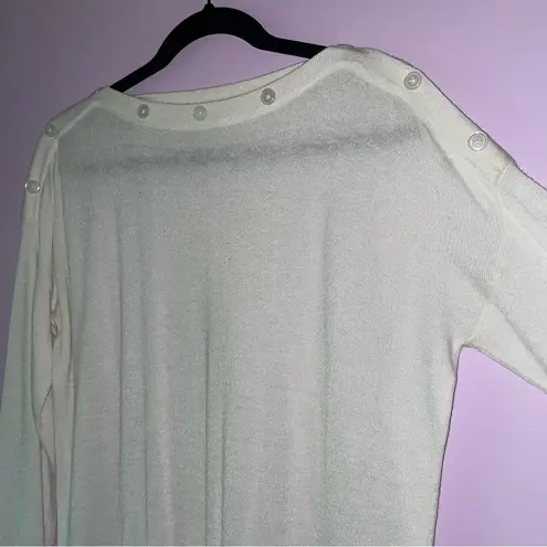Jeanne pierre Size M White Cashmere Blend Sweater Lightweight Knit Preppy