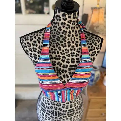 Anne cole M Multi Triangle Stripe Wire-free Halter Bikini Top New