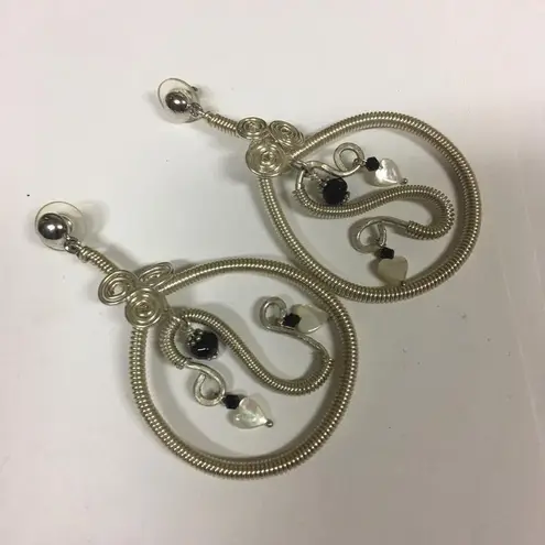 Costume Earrings Pierced Large Silver Tone Dangle