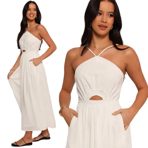 Petal and Pup Madi Maxi Dress Womens Small White Sleeveless Cut Out Flowy Boho NWT