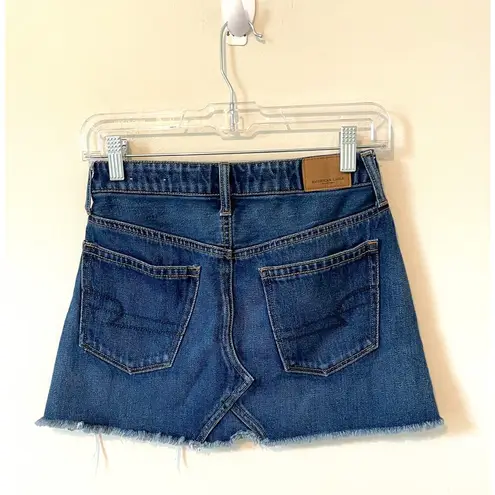 American Eagle High Rise Festival Mini Stripe Denim Skirt Blue Size 0 Short