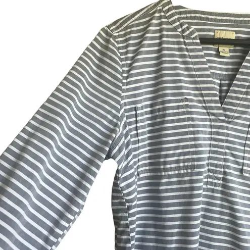 GH & Bass Co Women Tunic Top XL Gray White Striped Cotton Preppy Coastal Light