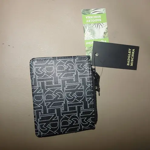 Badgley Mischka Black White Logo Monogram Mini Credit Card Holder Coin Wallet
