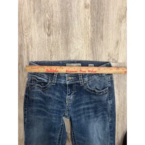 BKE Denim Stella Mid Rise Straight Leg Jeans Women's Size 26R Blue Frayed Hem