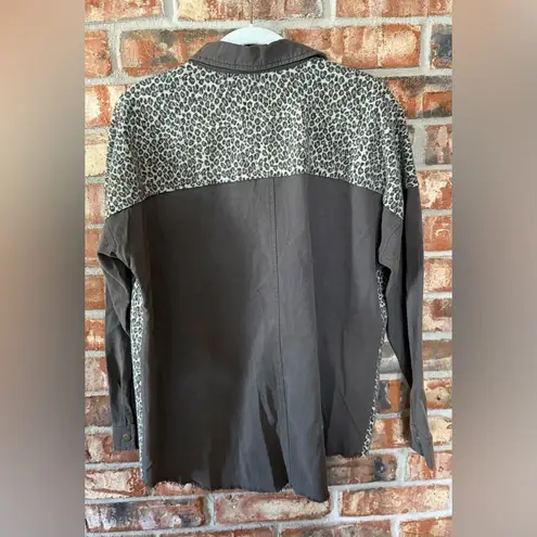 Mystree Buckle pieced leopard denim Jacket